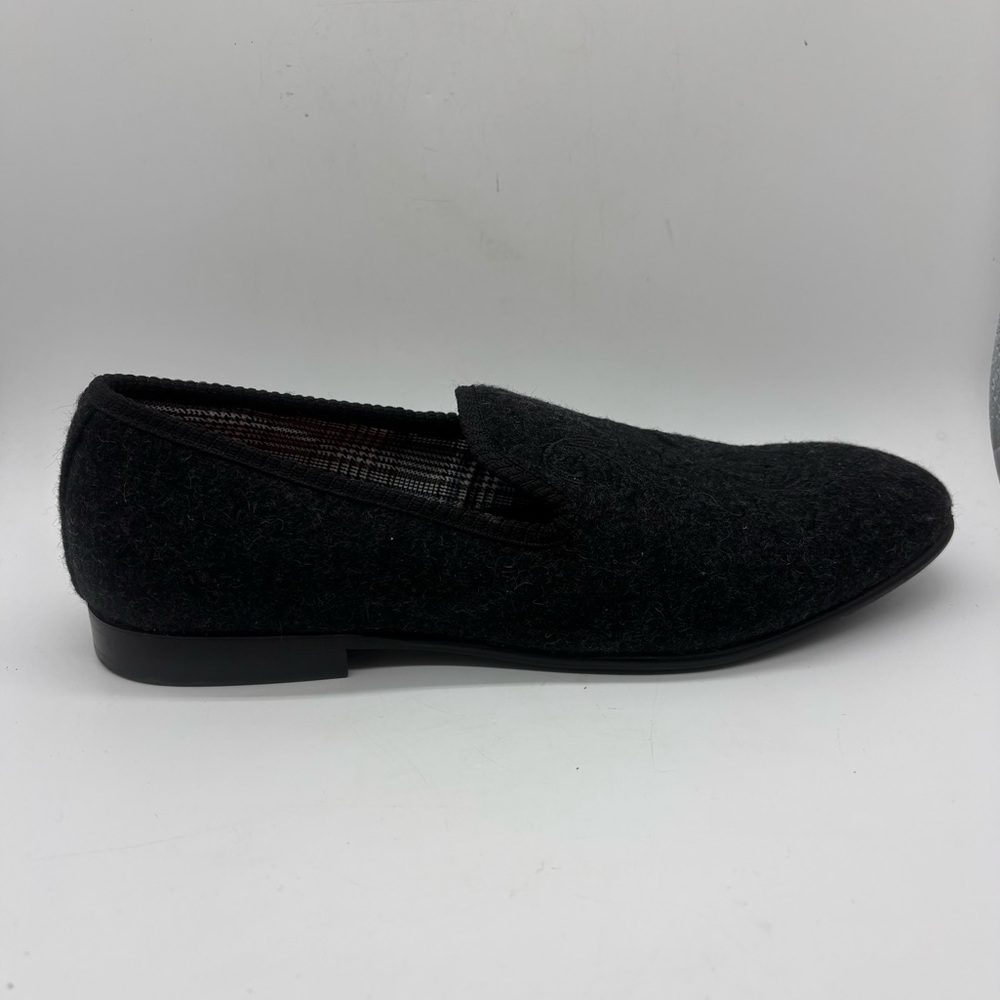 Tallia Enrico Crest Gray Embroidered Wool Loafer Slip On Men’s Sz US 8 EU 41 EUC